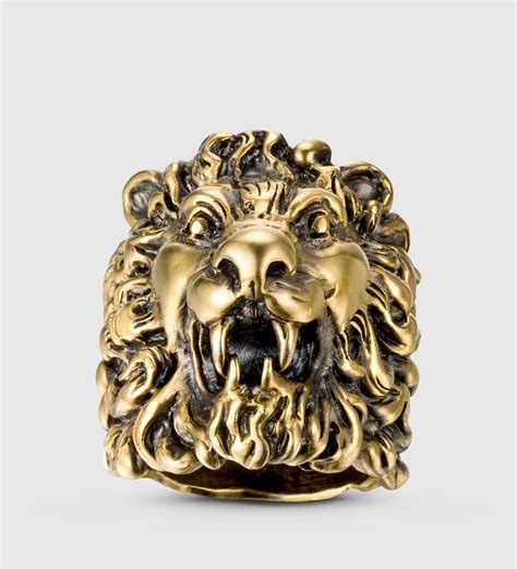 mens gucci lion ring|gucci lion mane ring.